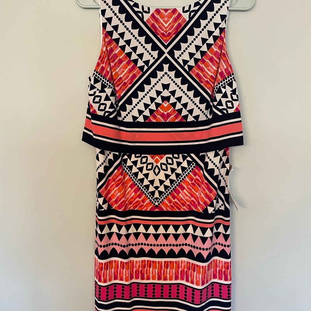 Eliza J Pink and Black Geometric Mini Dress